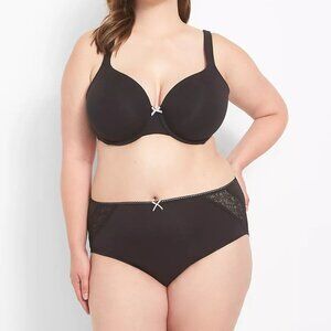 18-20 / 2XL LANE BRYANT Cotton High-Leg Brief Panty With Lace - Black